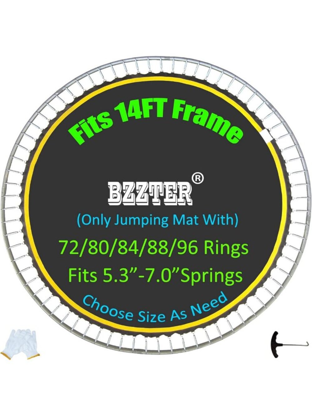Trampoline Replacement Mat 12FT - Fits 14FT Frame, 72-96 Rings, Spring Options